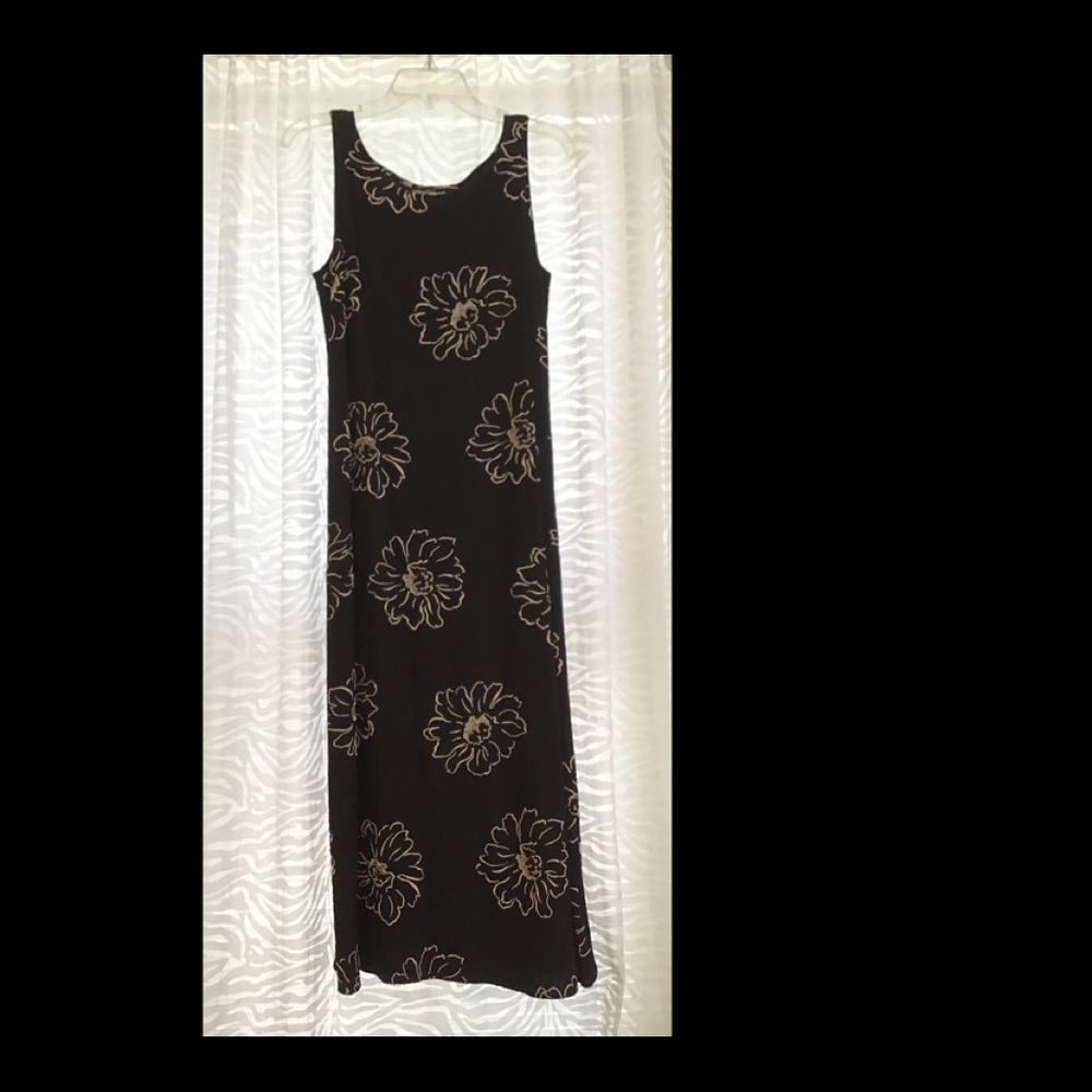 Black & White Floral Maxi Long Dress